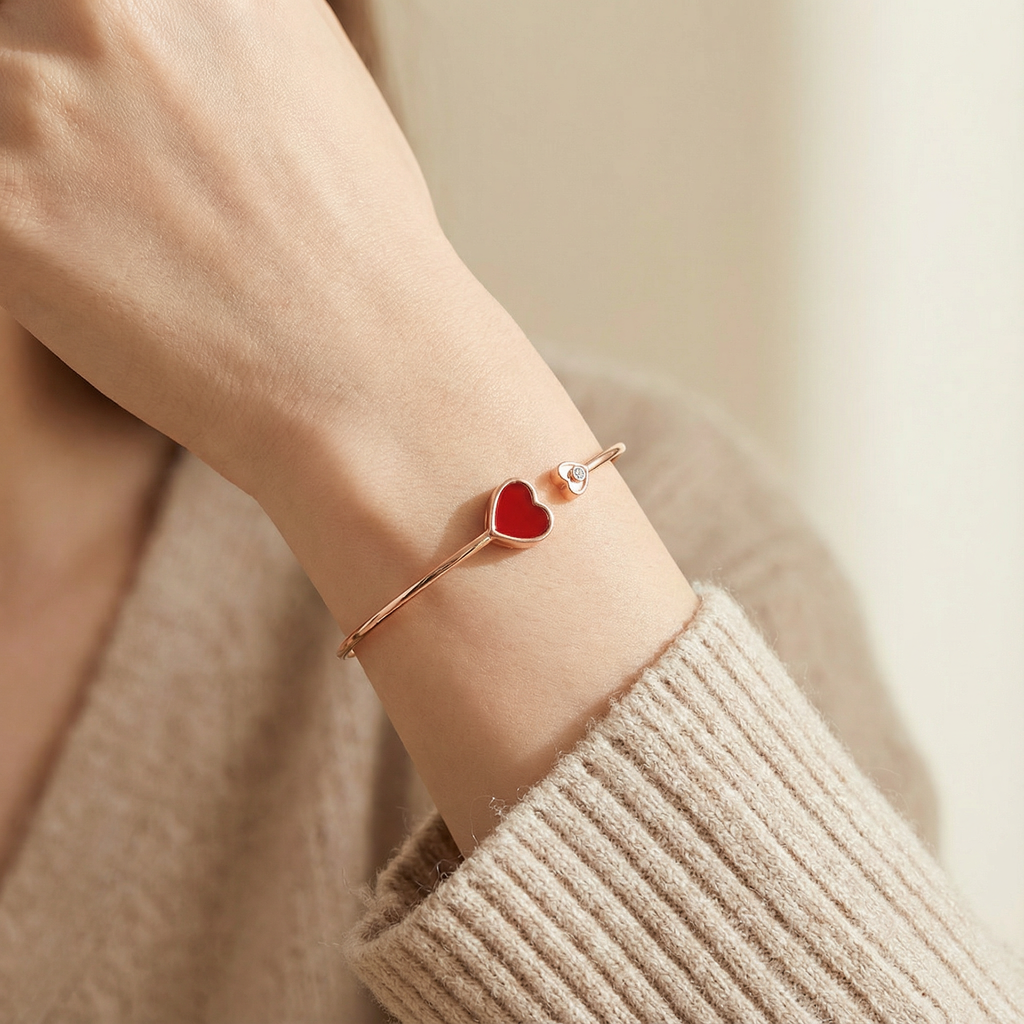 Red Agate Heart Bracelet