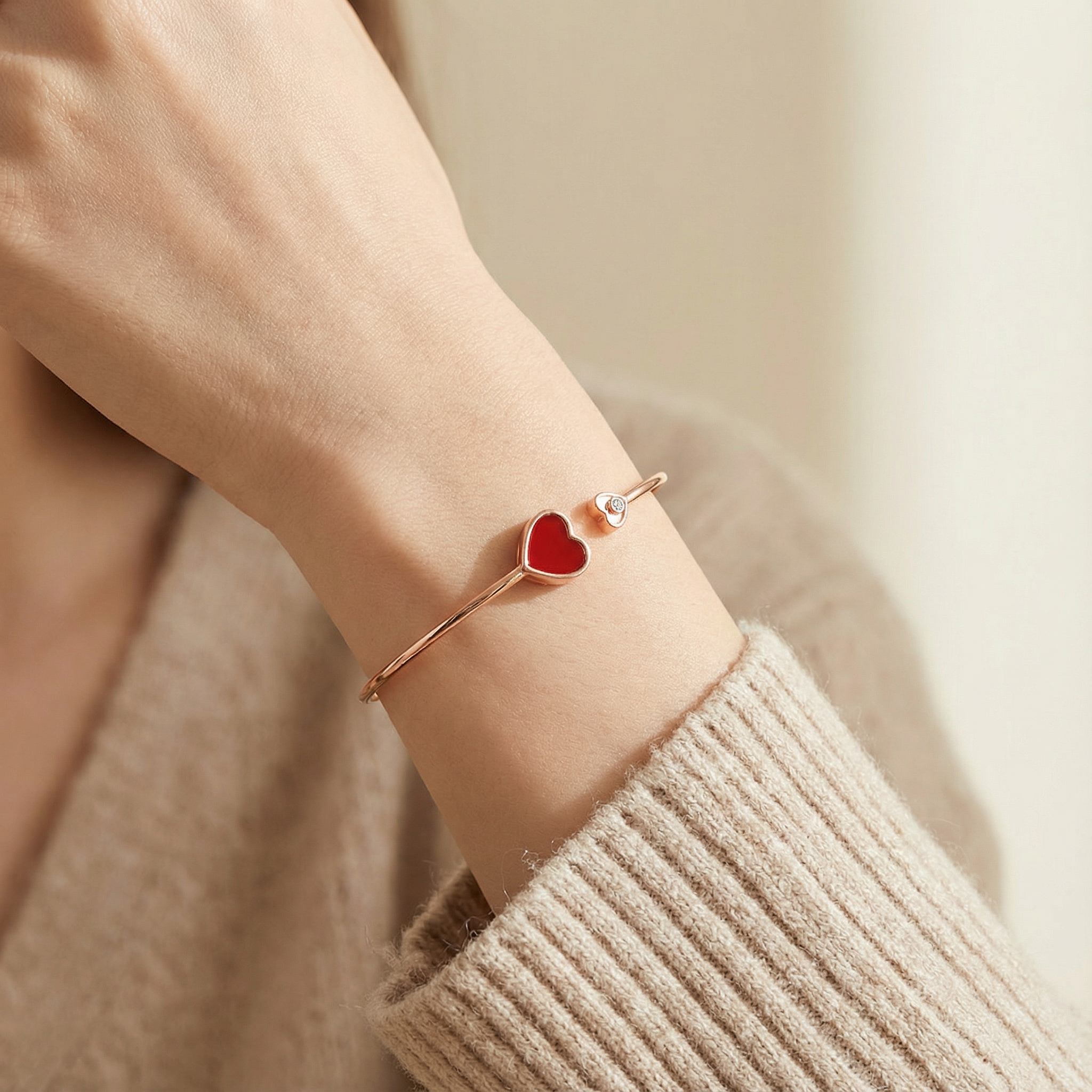 Red Agate Heart Bracelet