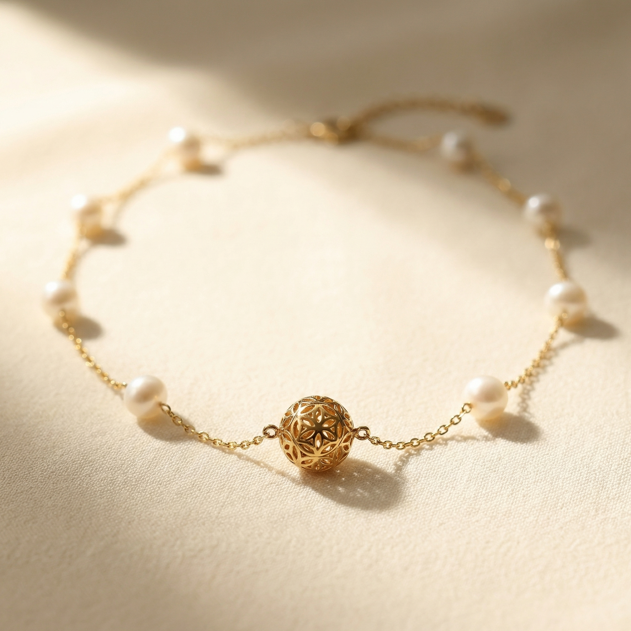 Aromatherapy pearl necklace silver 8K gold