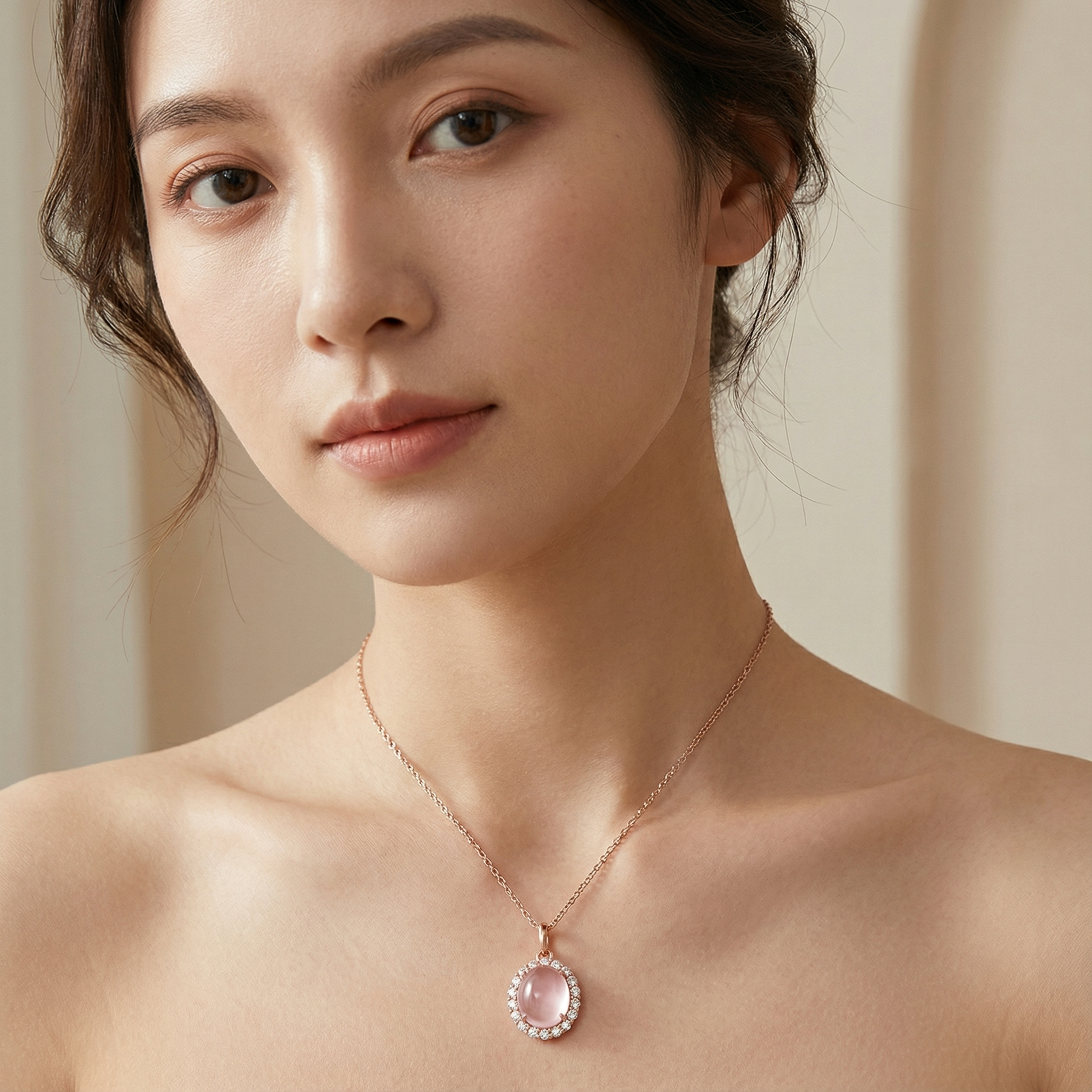 Pink Love Series – Rose Quartz Locket Necklace