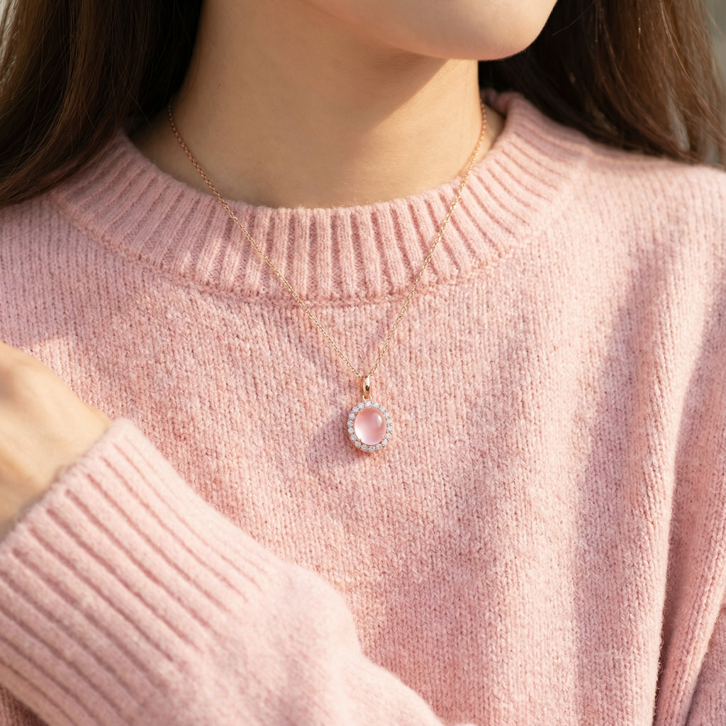 Pink Love Series – Rose Quartz Locket Necklace