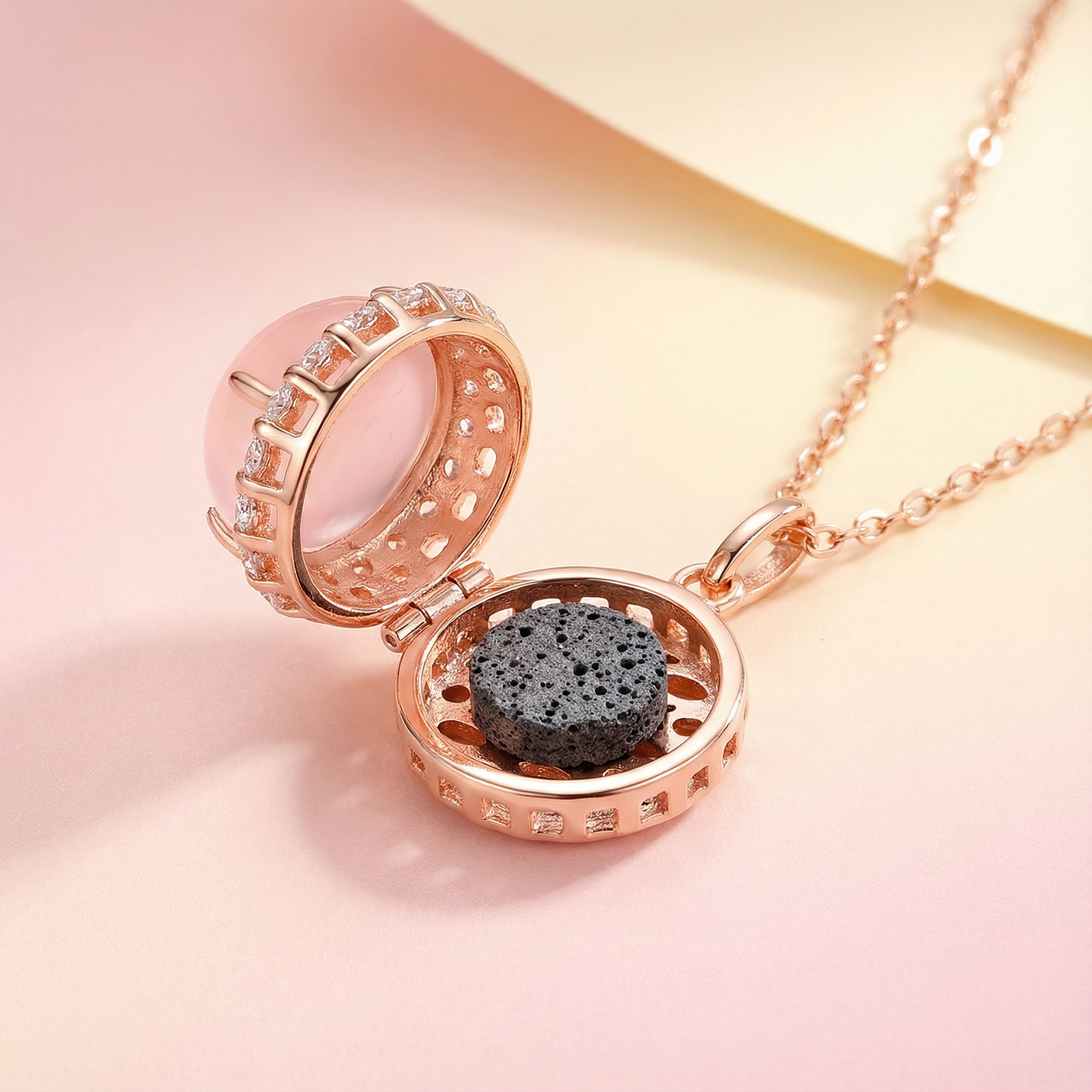 Pink Love Series – Rose Quartz Locket Necklace