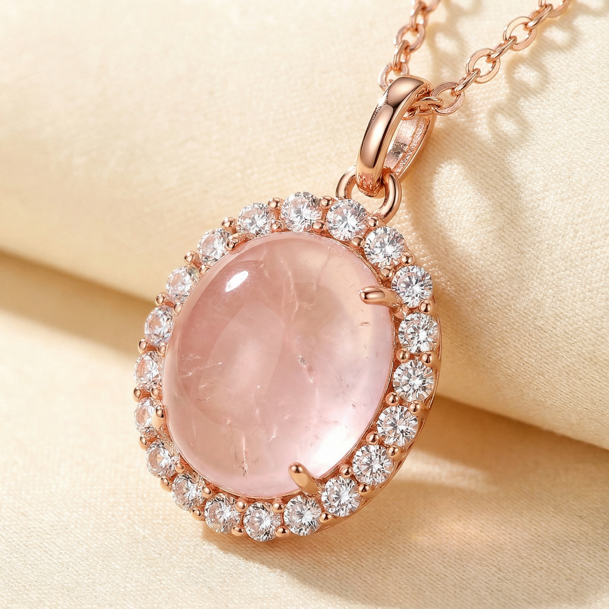 Pink Love Series – Rose Quartz Locket Necklace